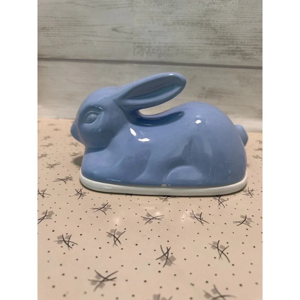 Arlington Designs Blue Bunny Covered‎ Serving Tray Butter Dish Easter Spring